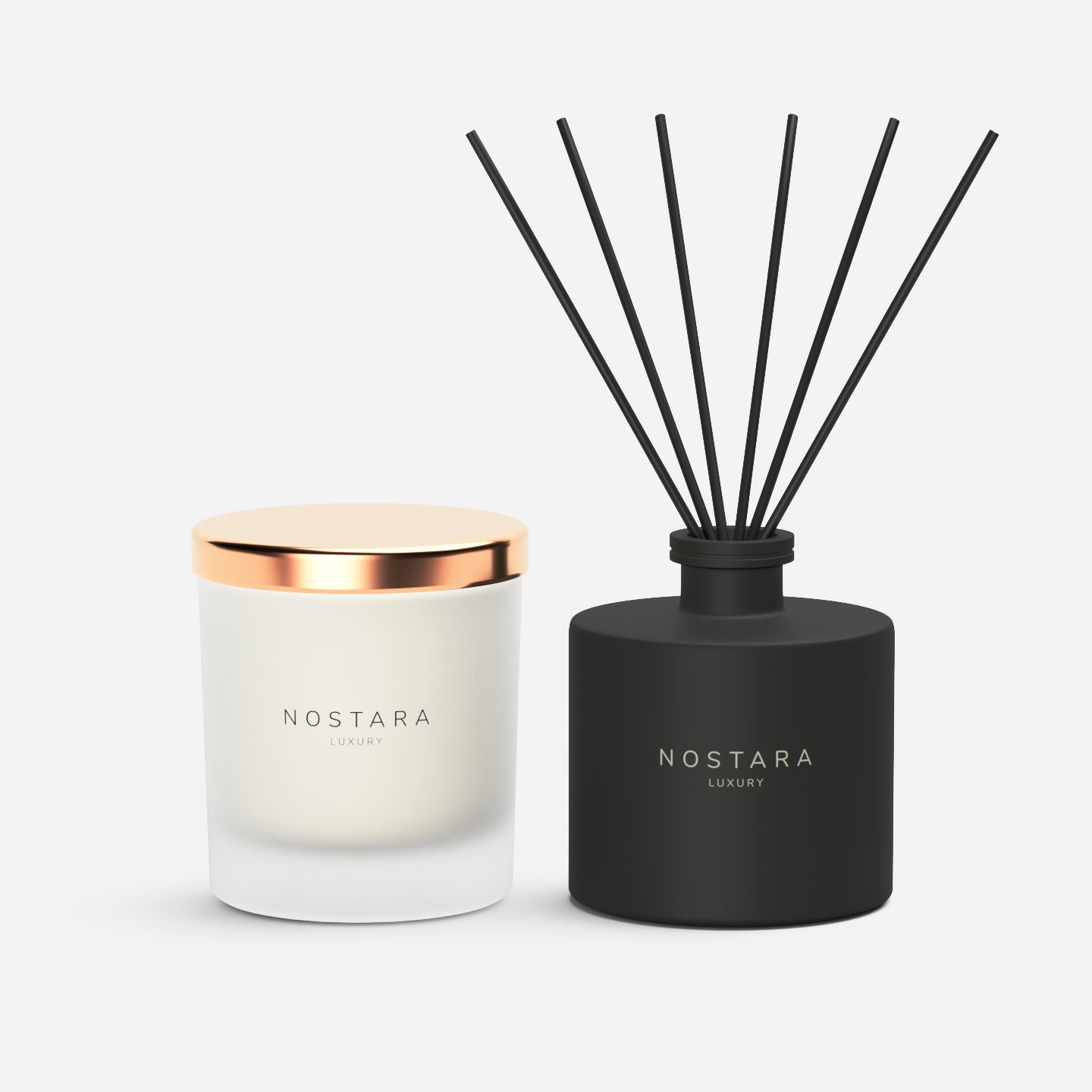 Nostara Home Fragrance Best Sellers core range scented candle and black reed diffuser