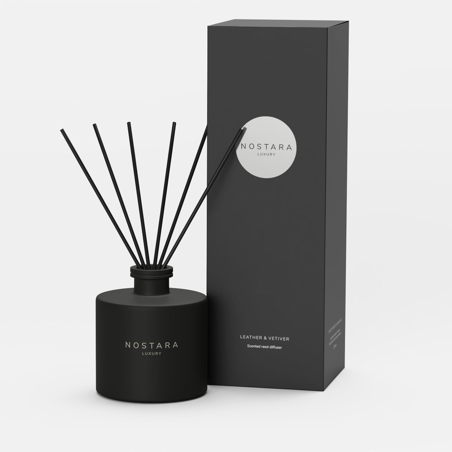 Nostara Leather & Vetiver Reed Diffuser & Box Image
