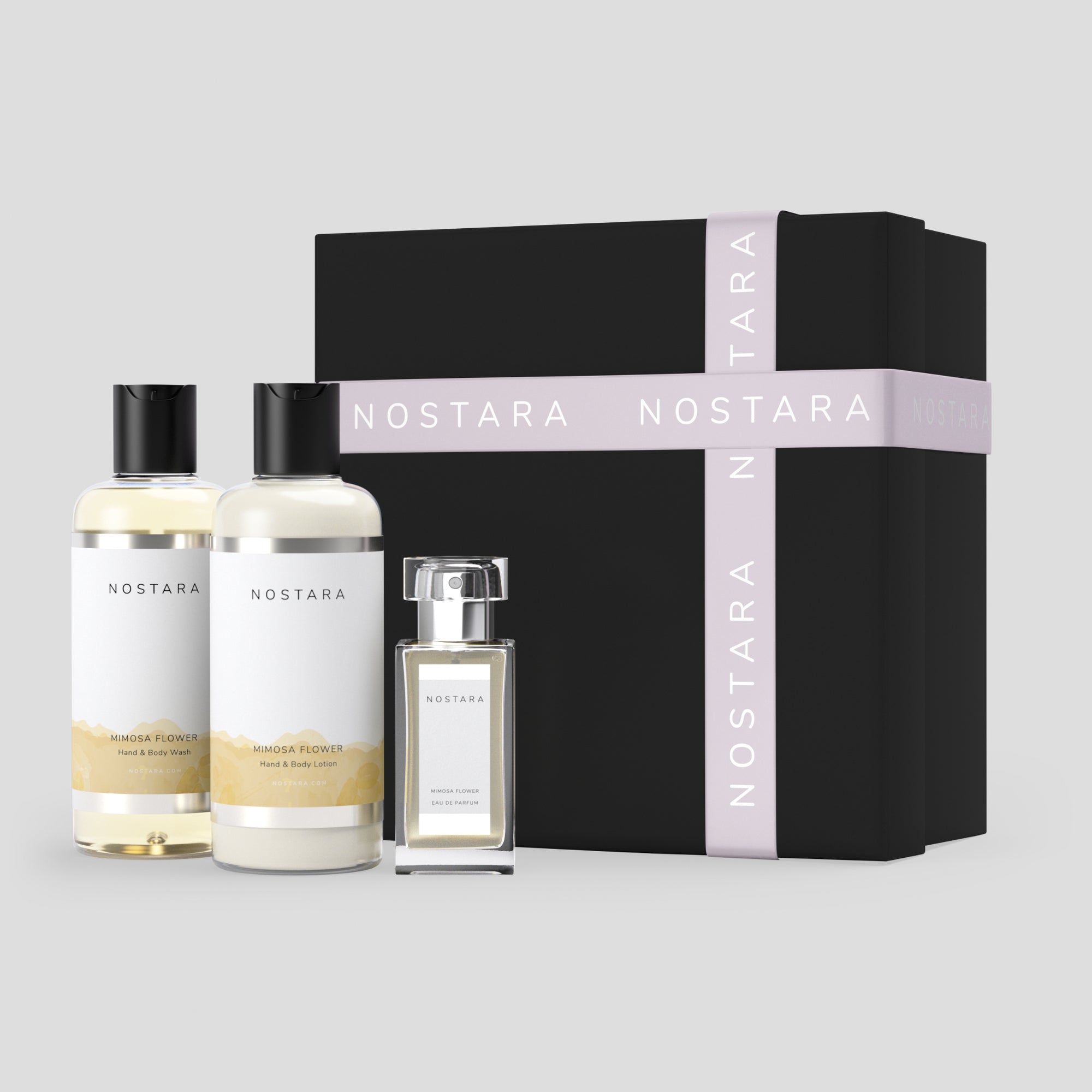 Nostara Fine Fragrance Perfume and bodycare wash and lotion image with gift box