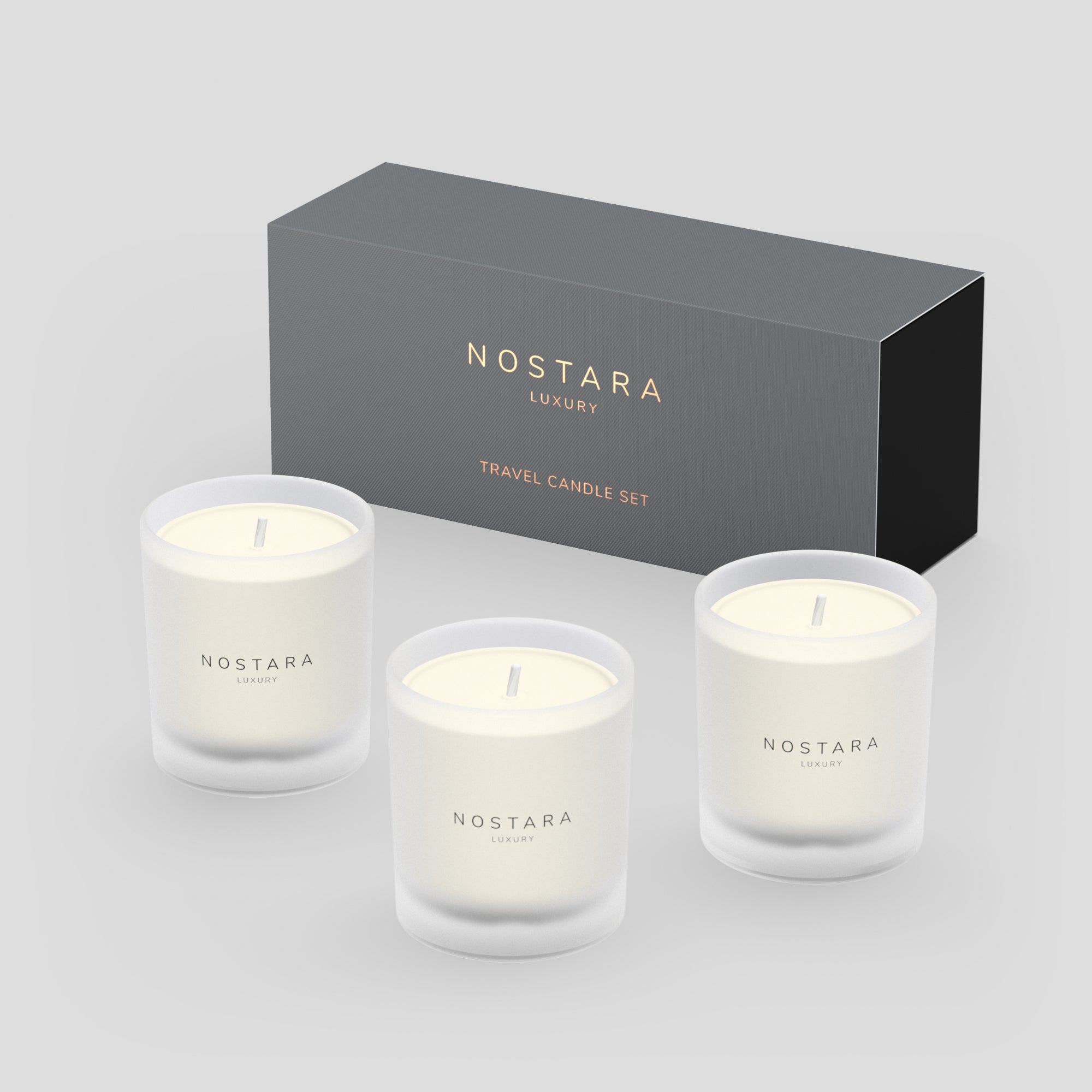 Nostara Home Fragrance Christmas Xmas Gift Set Box Images with 3 travel candles