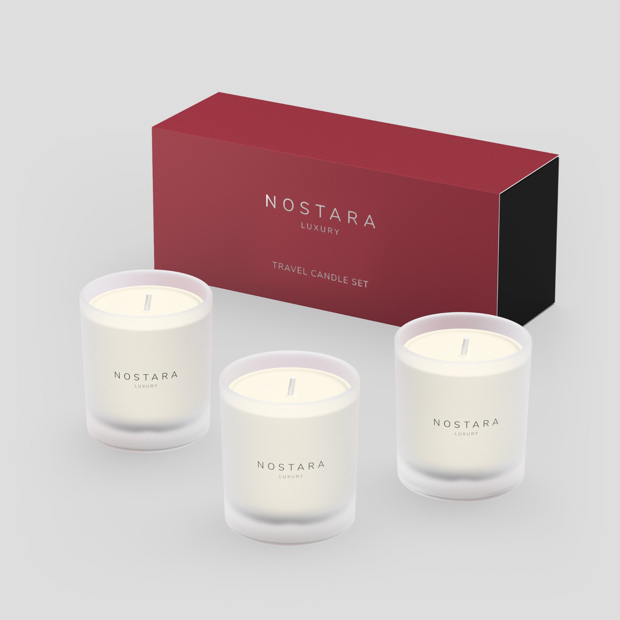 Nostara Home Fragrance Christmas Xmas Gift Set Box Images with 3 travel candles