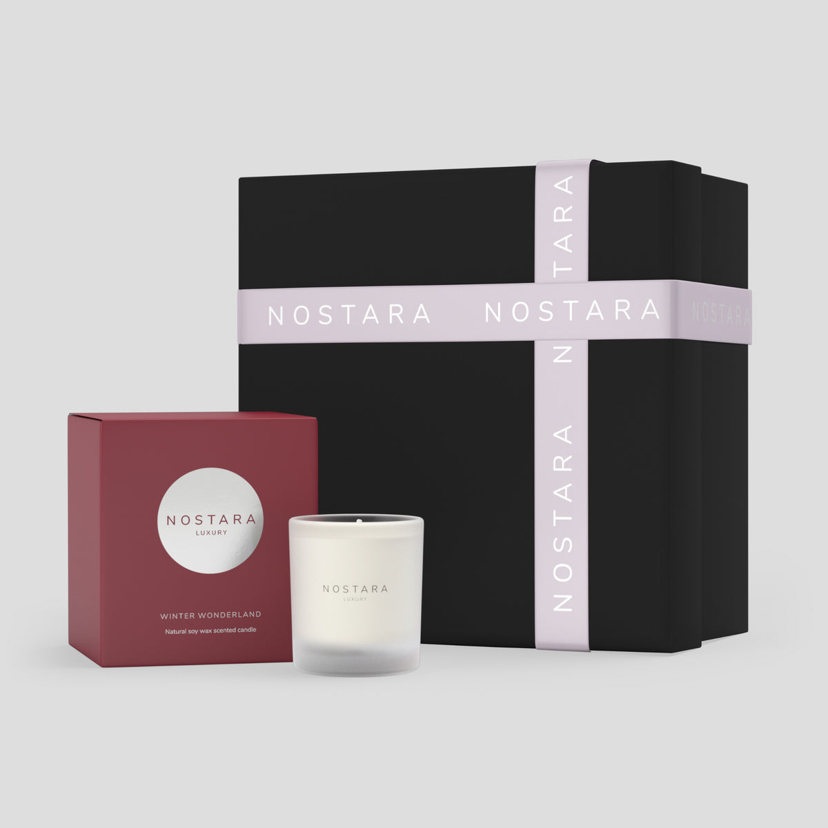 Nostara home fragrance candle gift set with travel candle